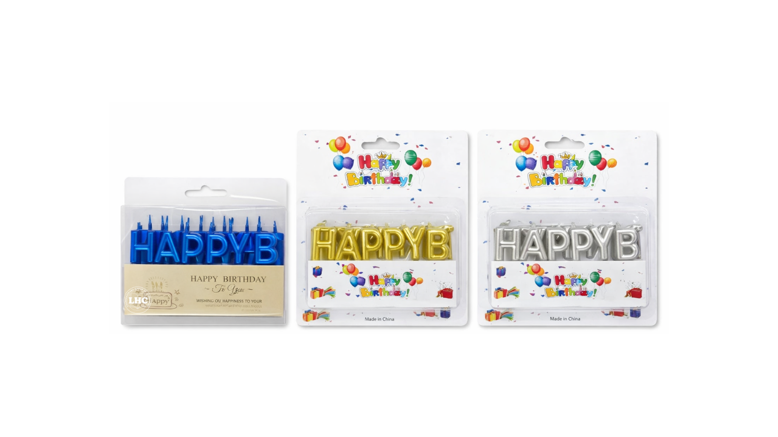 Birthday Candles Letters Gold/Silver/Blue
